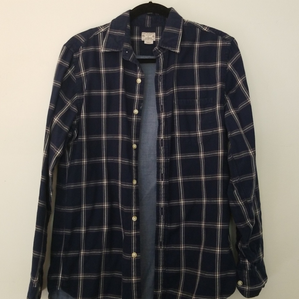 J Crew Navy Blue Flannel Button-down